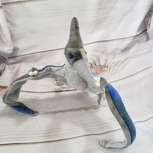 Adventure Planet Pteranodon Flying Dinosaur Plush Toy Posable 11 Inch Blue Gray